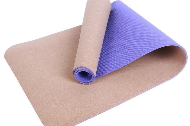 Cork two-color yoga mat (1)