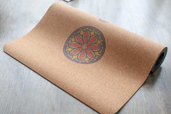 Natural rubber 5mm cork yoga mat (2)